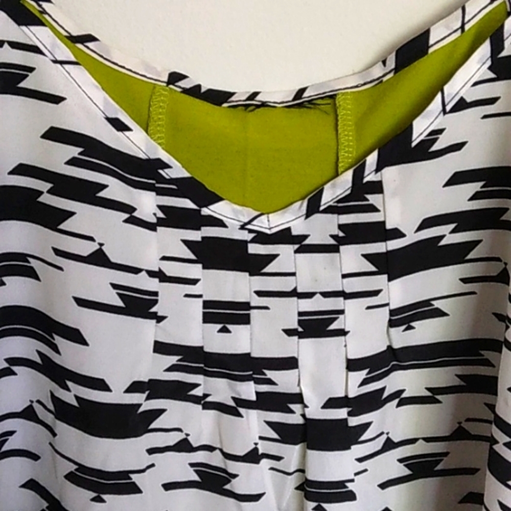 Weavers - Spaghetti Strap Tank - Black & White "Aztec" Print